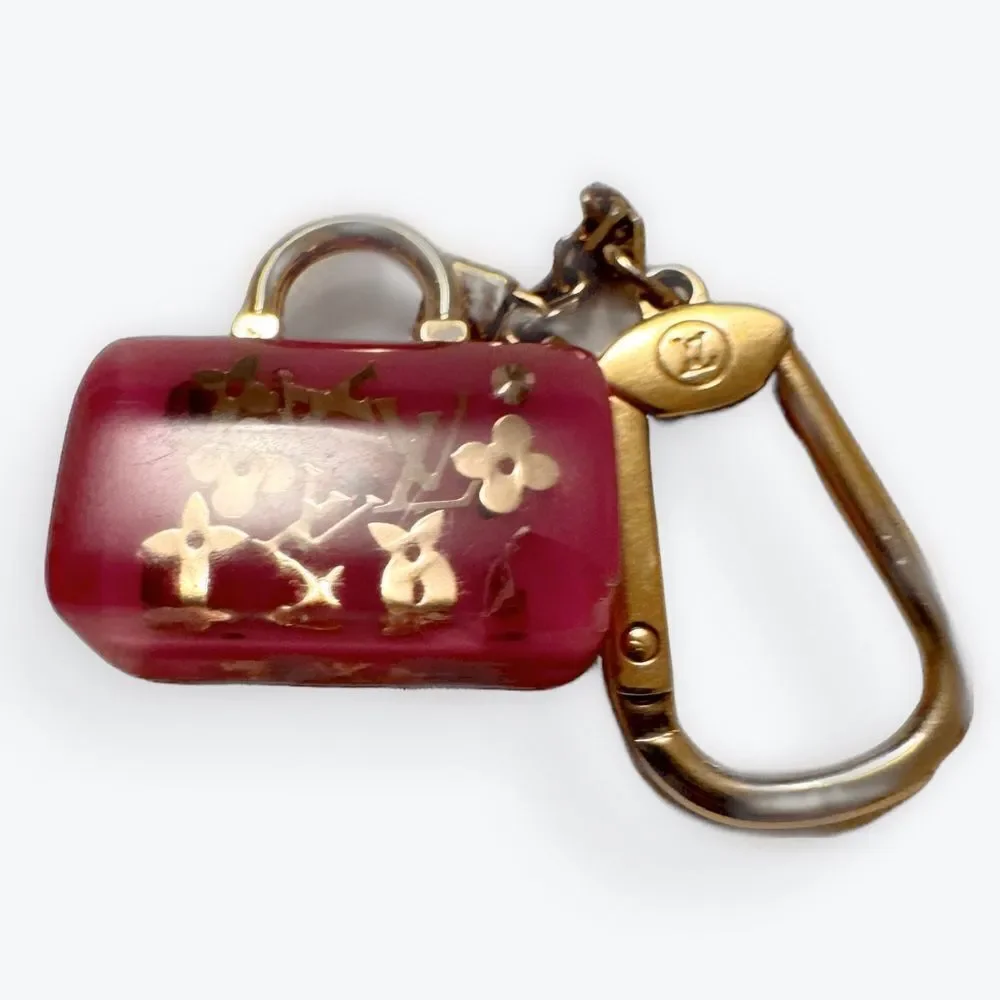 Louis Vuitton Bag Charm Pink Gold Pomme D’Amour Inclusion Speedy Keychain Auth